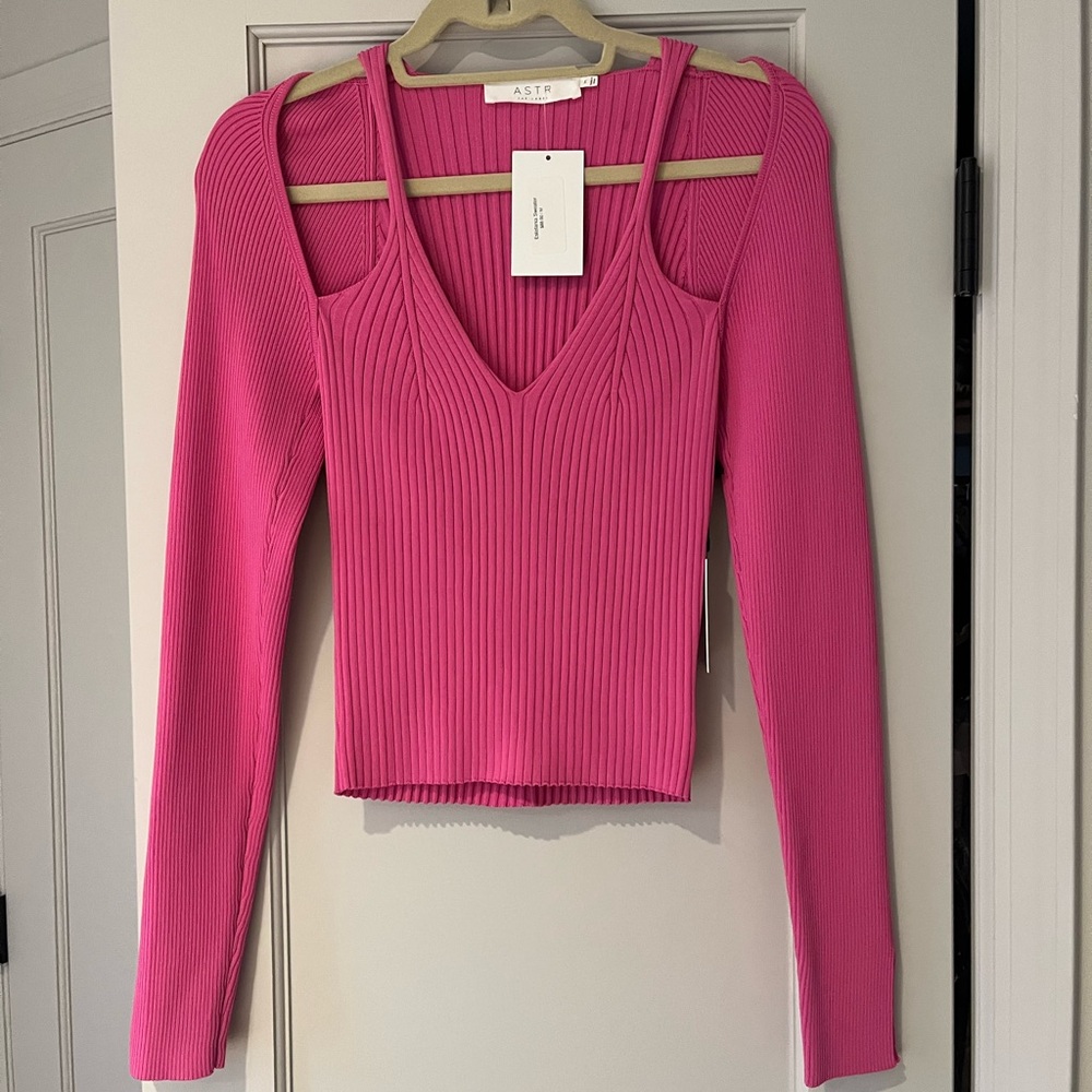 Aster Pink Ribbed Knit Sweater